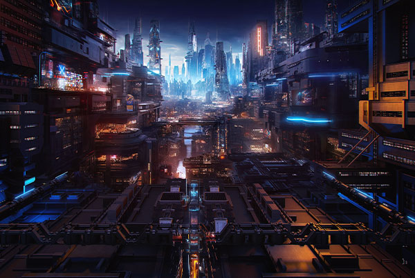Future cyberpunk city